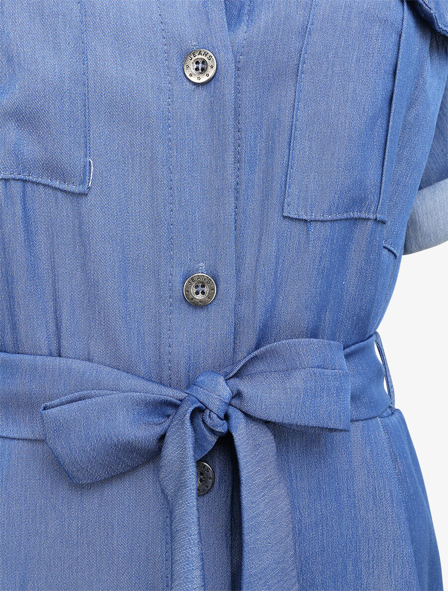 Lange shirtjurk - Blauw denim - Image 3