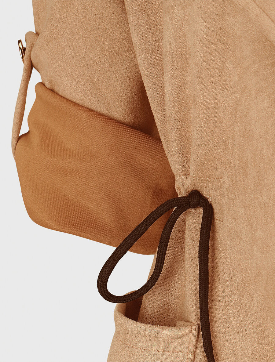 Lange suedine jas - Licht camel - Image 3