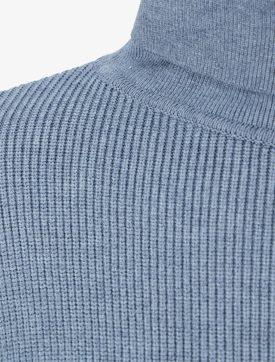 Lange trui met decoratieve knopen op de mouwen - Blauw - Image 3