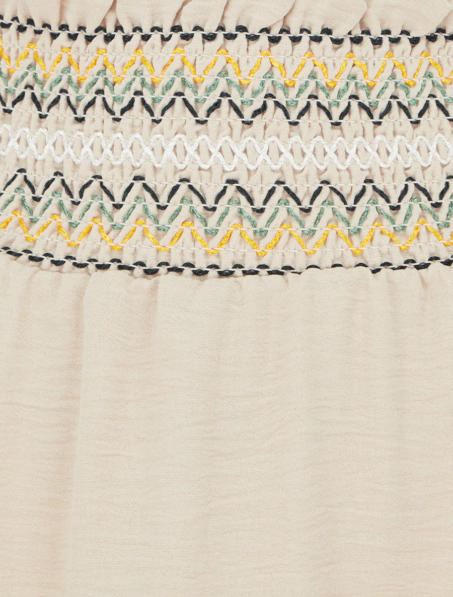 Lange uitlopende rok met elastische tailleband - Beige - Image 3