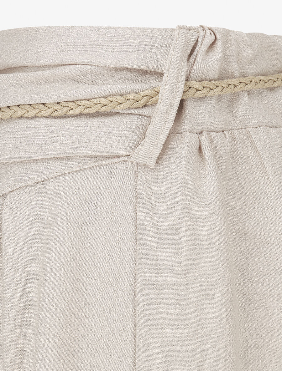 Lange uitlopende rok met hoge taille - Beige - Image 3