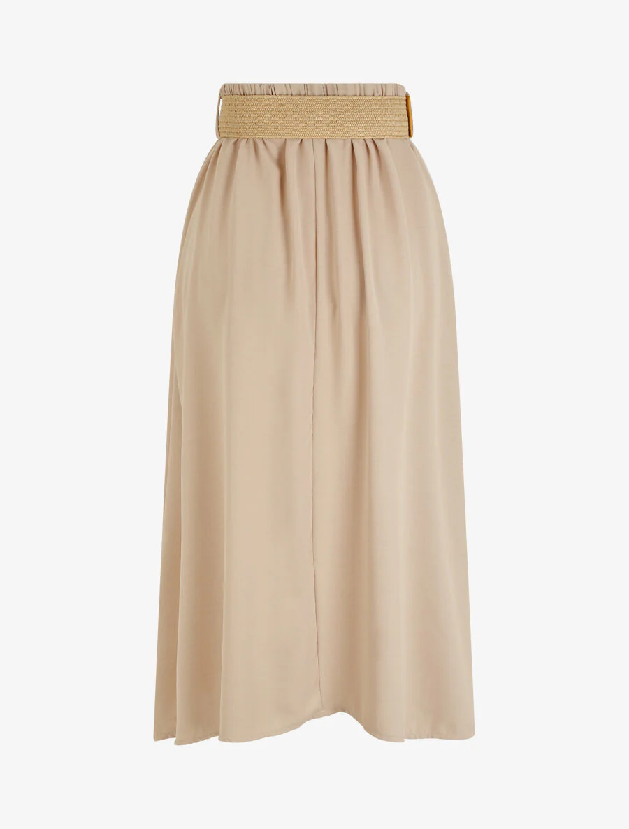 Lange uitlopende rok met knopen - beige - Image 2
