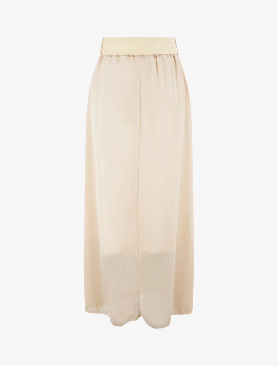 Lange uitlopende zijden rok - Beige - Image 2