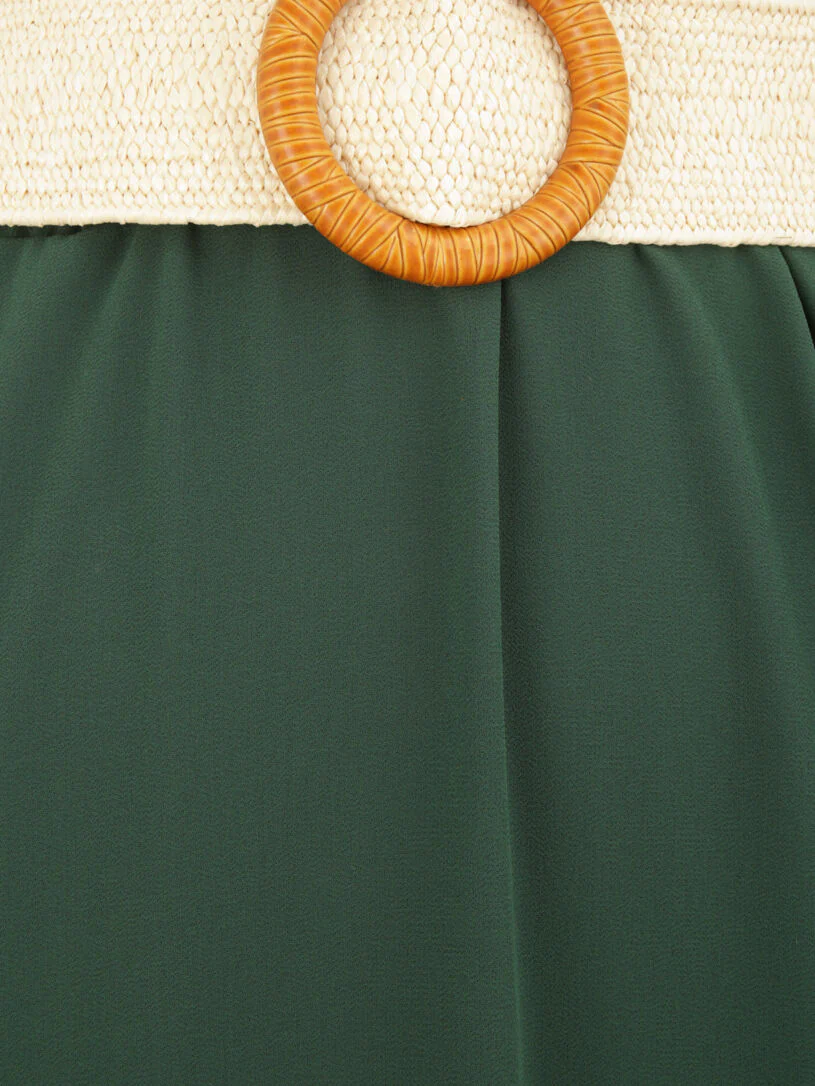 Lange uitlopende zijden rok - Groen - Image 3