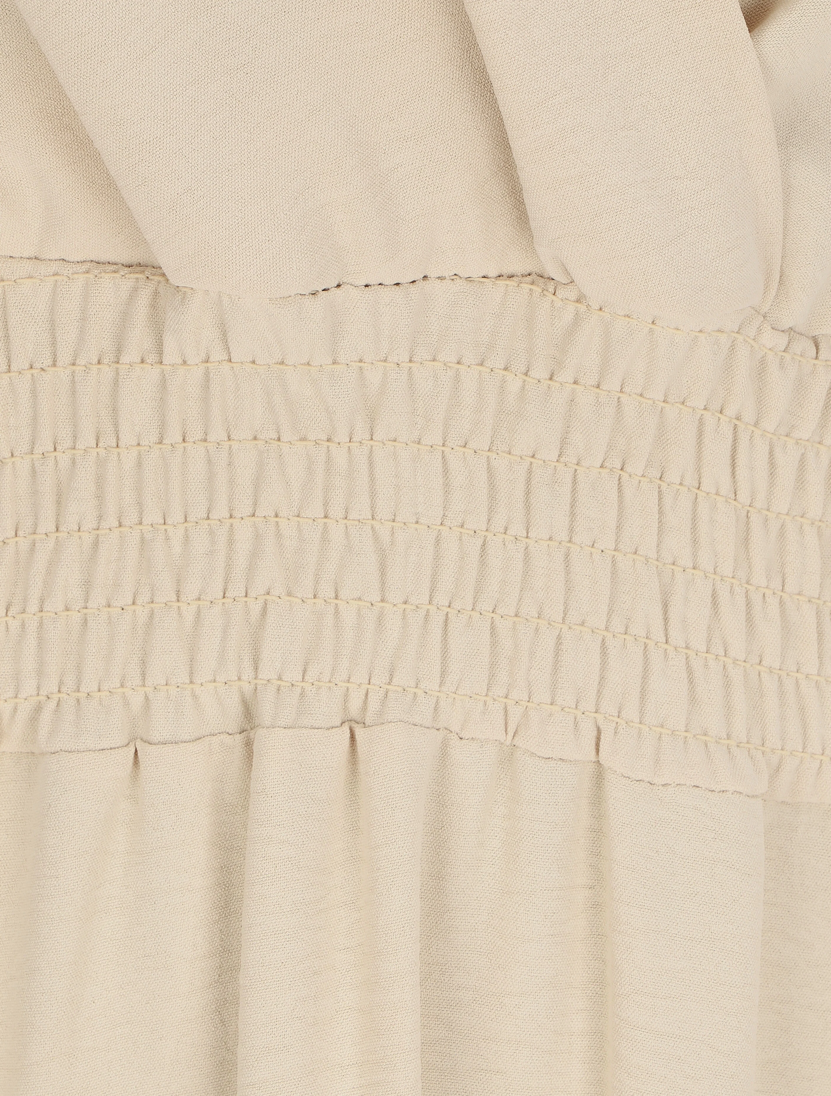 Lange v-hals jurk met elastische taille - Beige - Image 3