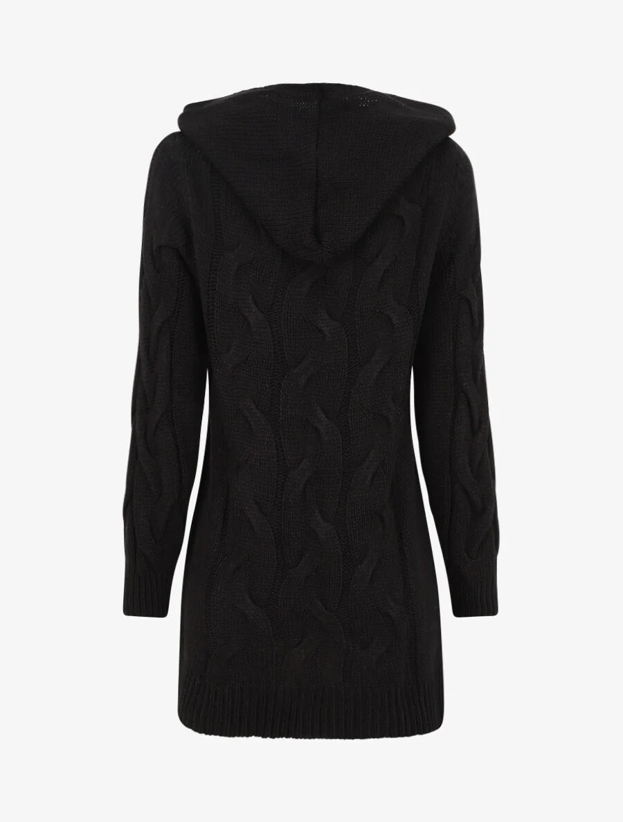 Halflang vest met capuchon - Zwart - Image 2