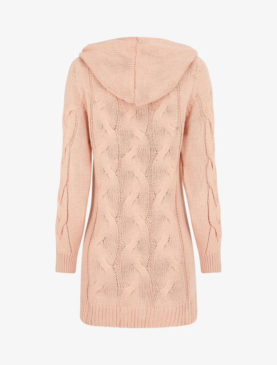 Halflang vest met capuchon - Poederroze - Image 2
