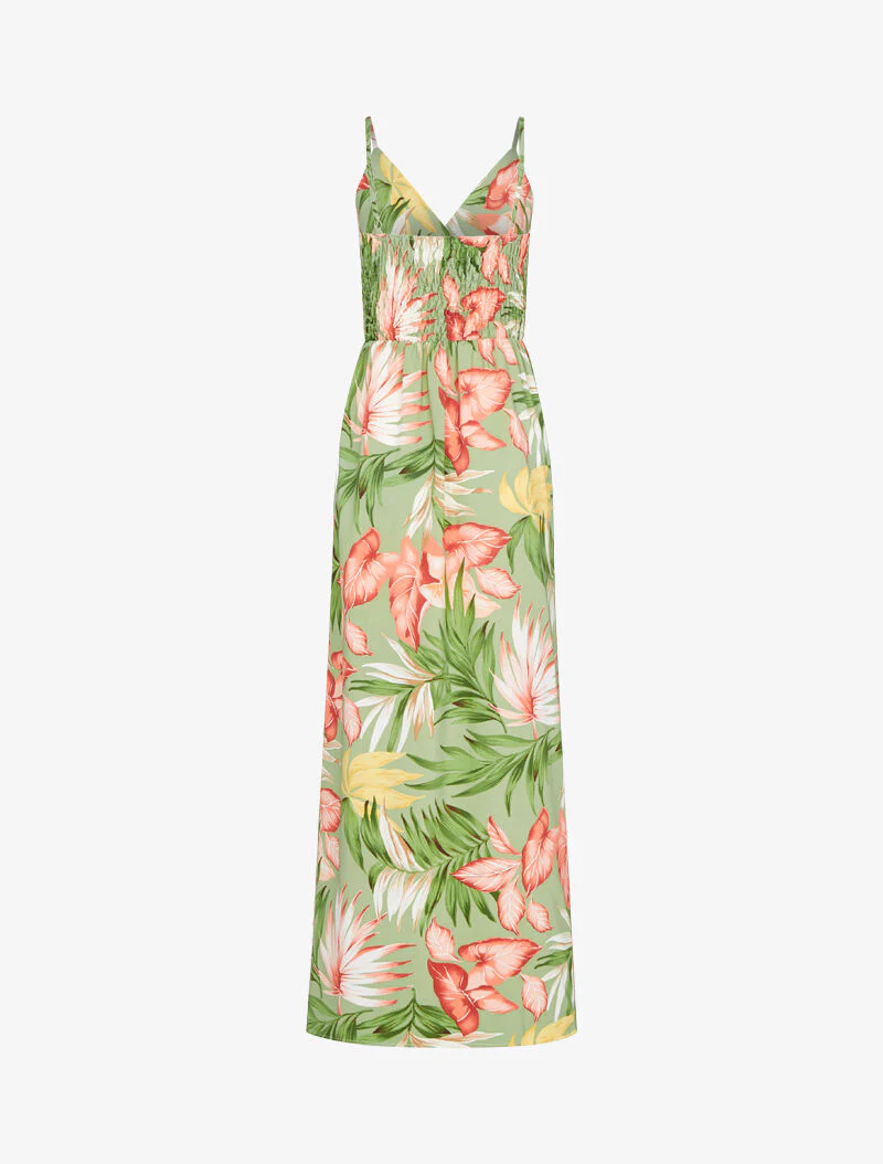 Lange vloeiende jurk met zomerse print - groen - Image 2