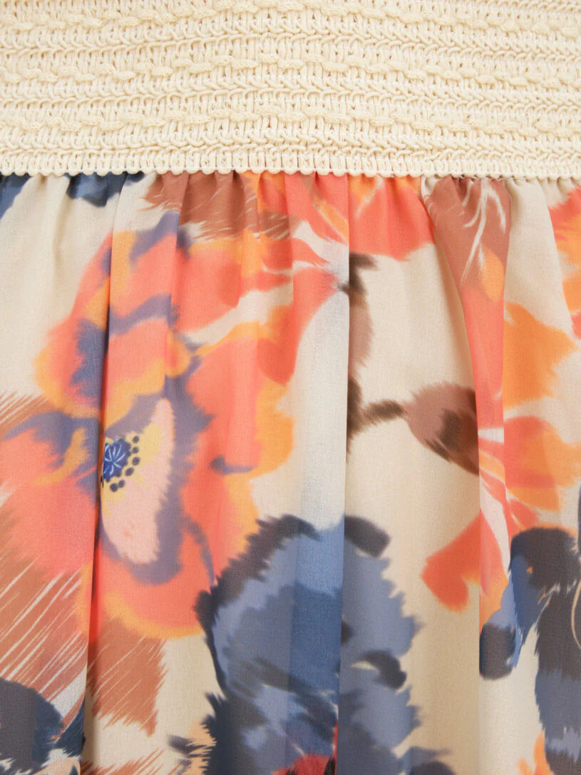 Lange voile rok met abstracte bloemenprint - Ecru - Image 3