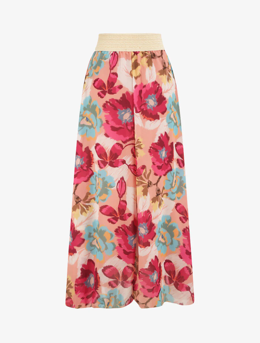 Lange voile rok met abstracte bloemenprint - Roze - Image 2