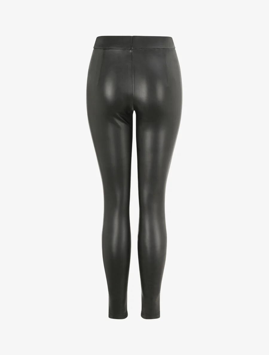 Grote maat stretch legging in imitatieleer - Zwart - Image 2