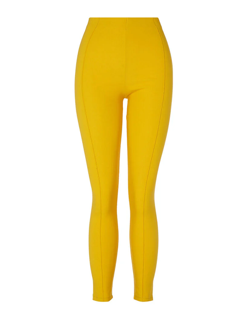 Legging met doorgestikte naden - geel