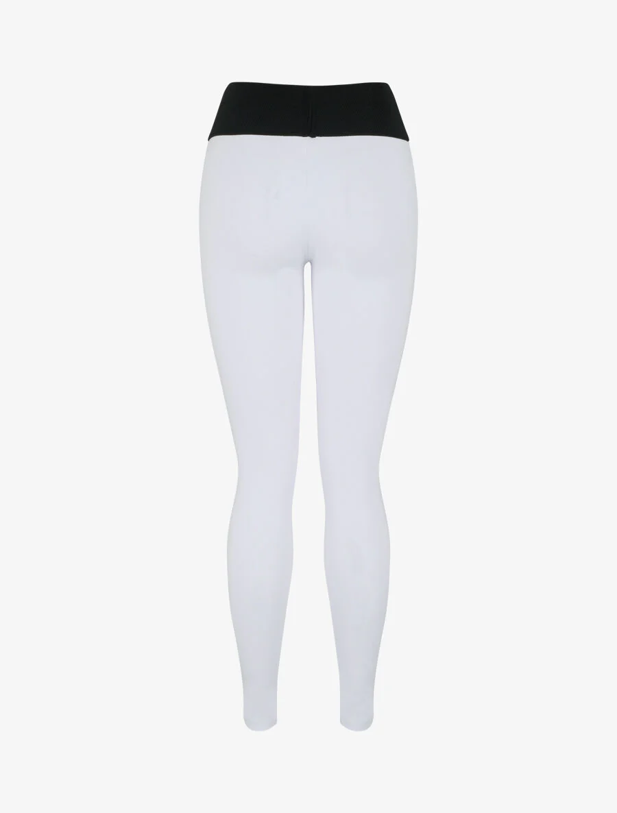 Getextureerde taille legging met kleine ritsen - Wit - Image 2