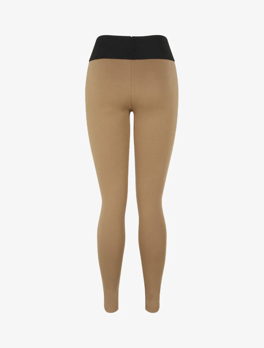 Textuur taille legging met kleine ritsen - Taupe - Image 2