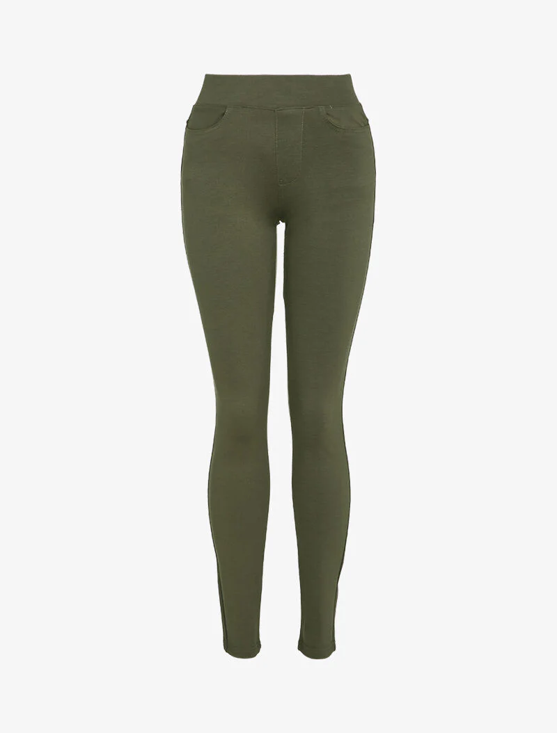 Effen legging met zakken - Kaki