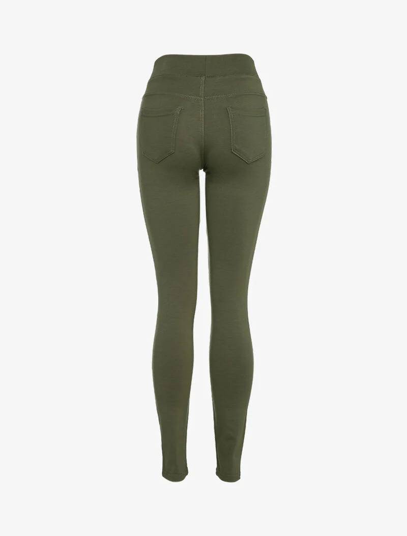 Effen legging met zakken - Kaki - Image 2