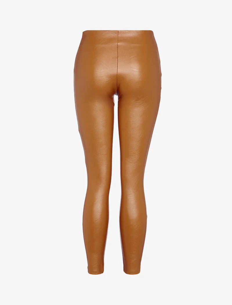 Legging in imitatieleer met hoge taille en rits - Bruin - Image 2