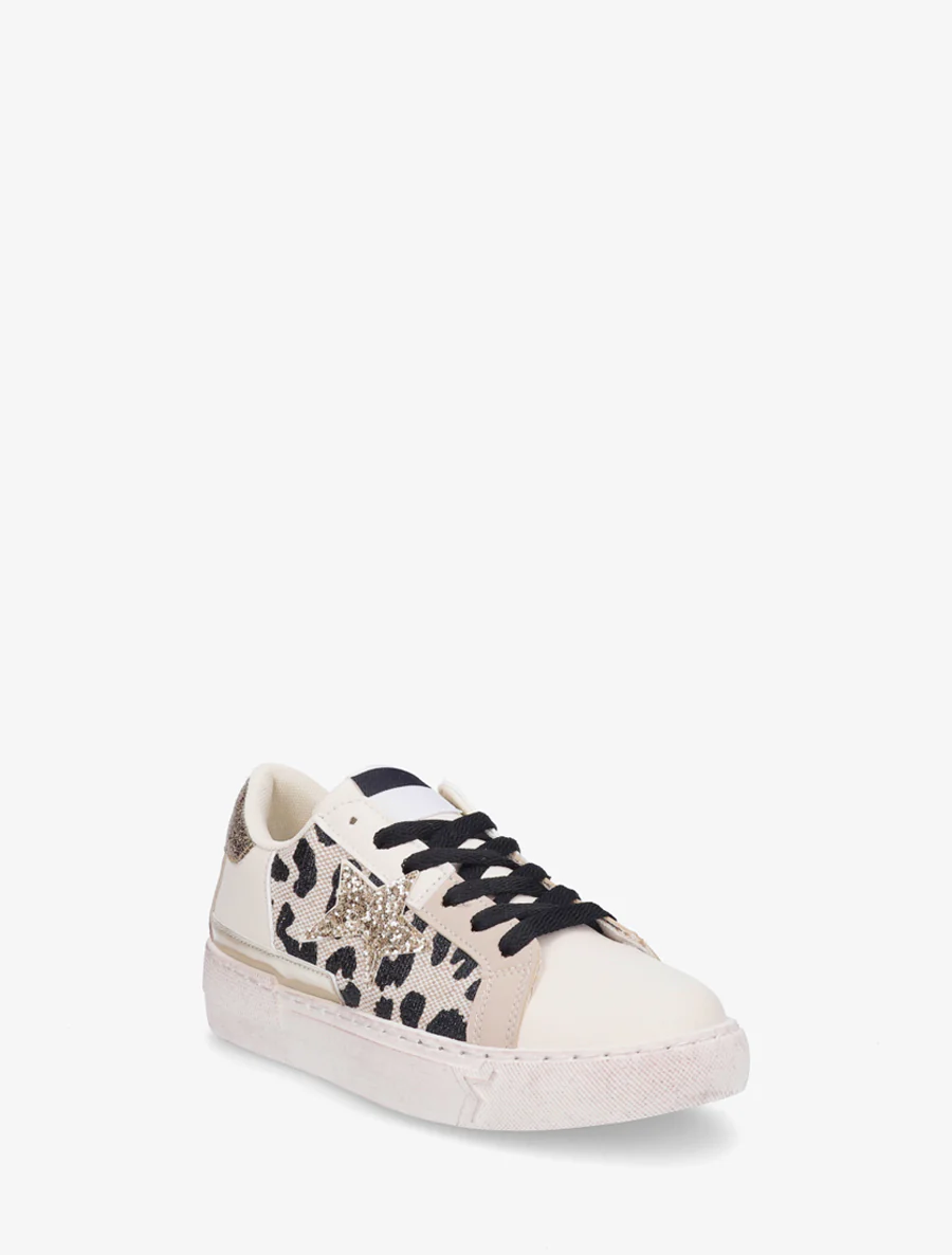 Leopardprint sneakers met glitterster - Zwart - Image 2