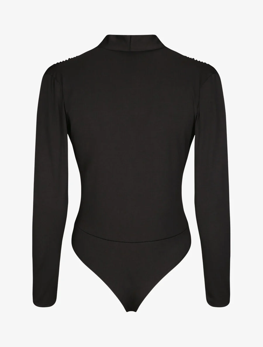 Body gedrapeerd met overslagkraag - Zwart - Image 2