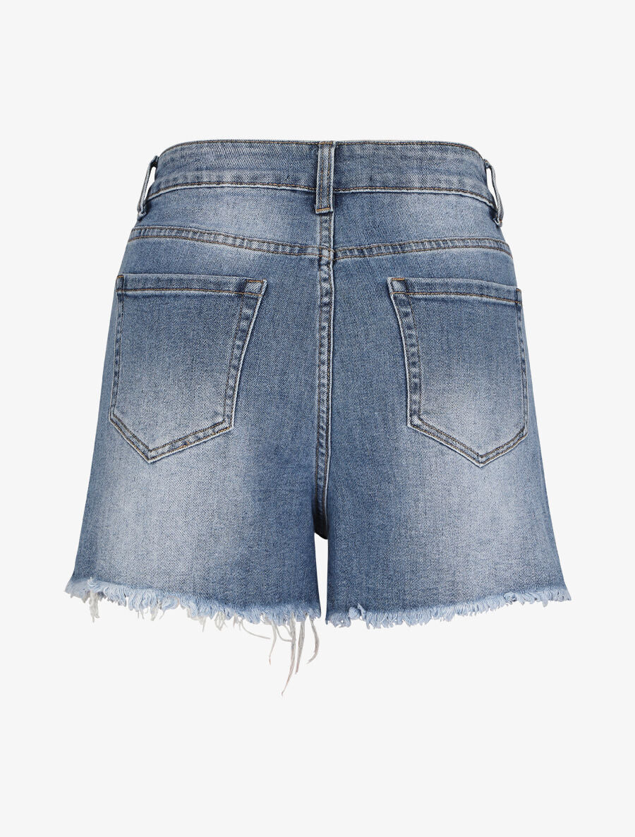 Lichte gescheurde mini-short - Blauw denim - Image 3