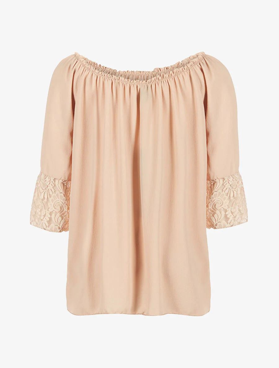Lichte kanten blouse - beige - Image 2