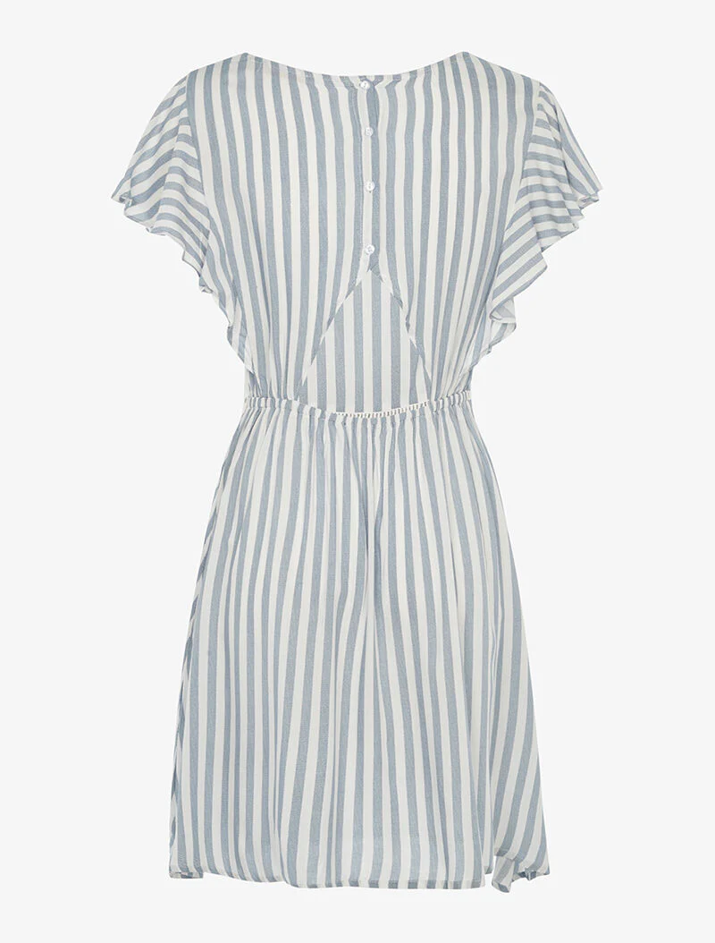 Lichte marinestijl jurk met uitsnijding op de rug - blauw - Image 2