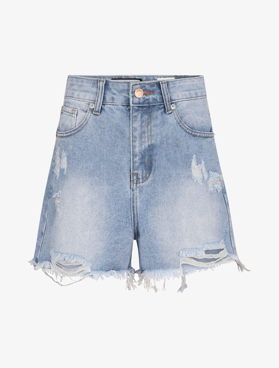 Lichte rechte mini-shorts met scheuren - Lichtblauw