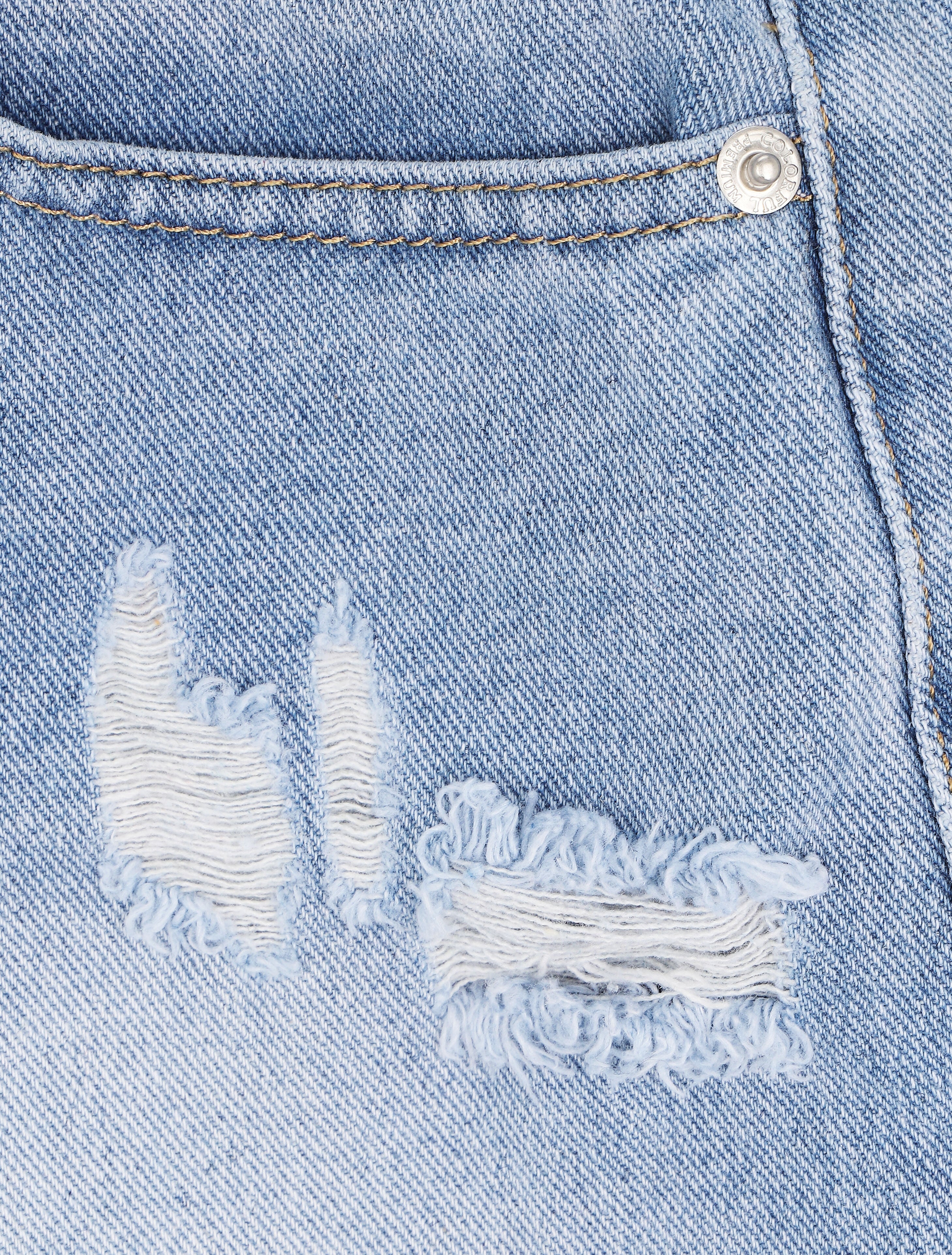 Lichte rechte mini-shorts met scheuren - Lichtblauw - Image 3
