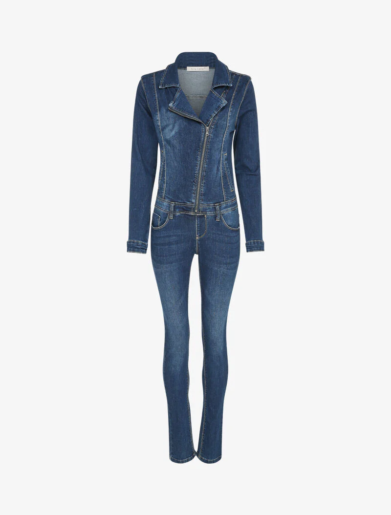 Licht vervaagde spijkerpak met ritssluiting - Denim blauw