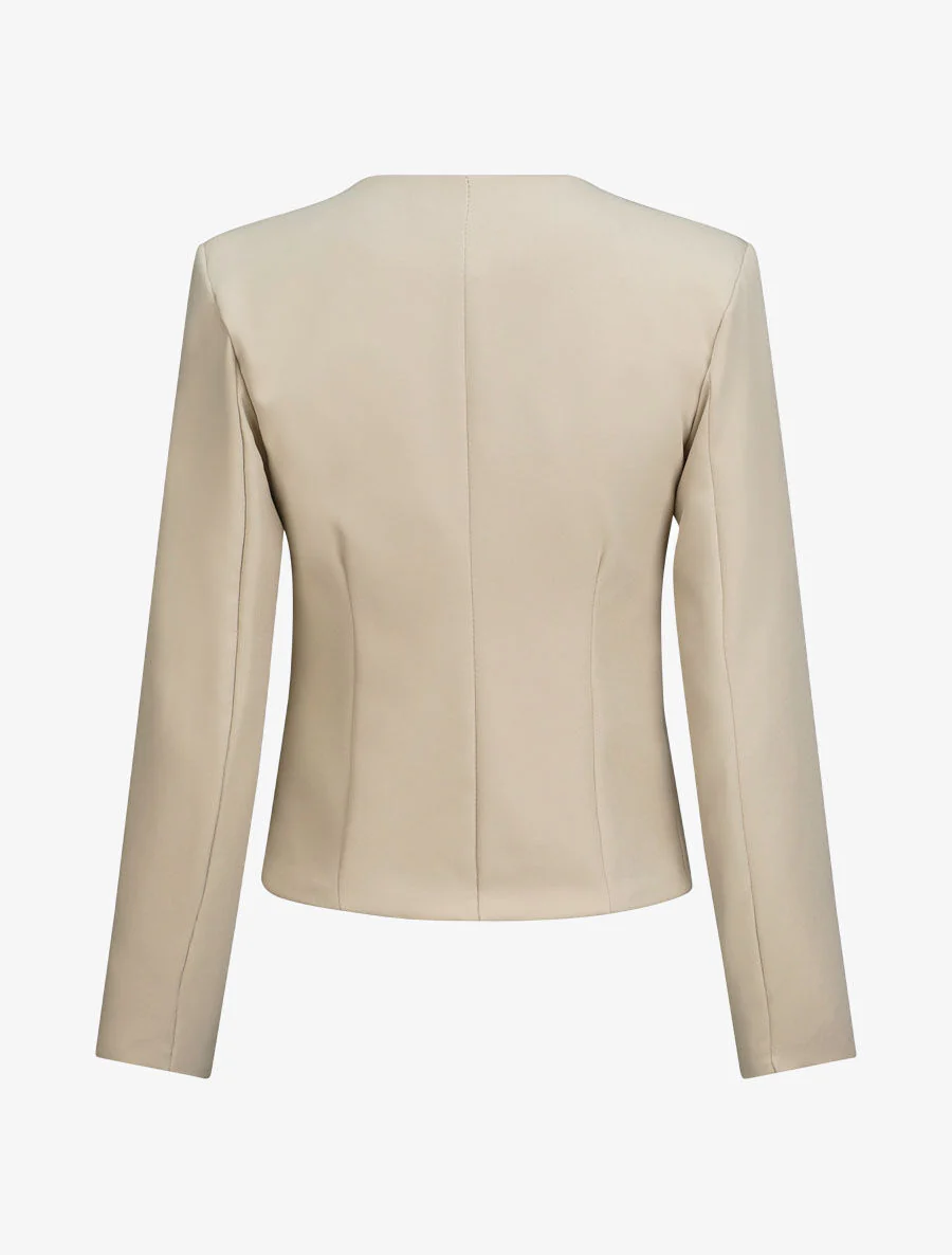 Lichtgewicht perfecto-stijl blazer - Beige - Image 2