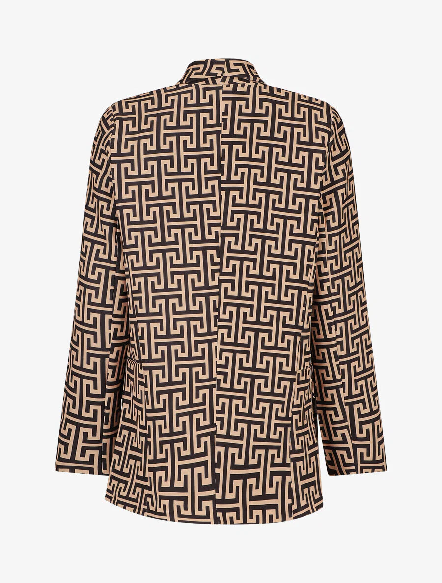 Losse blazer met Griekse print - Camel - Image 2