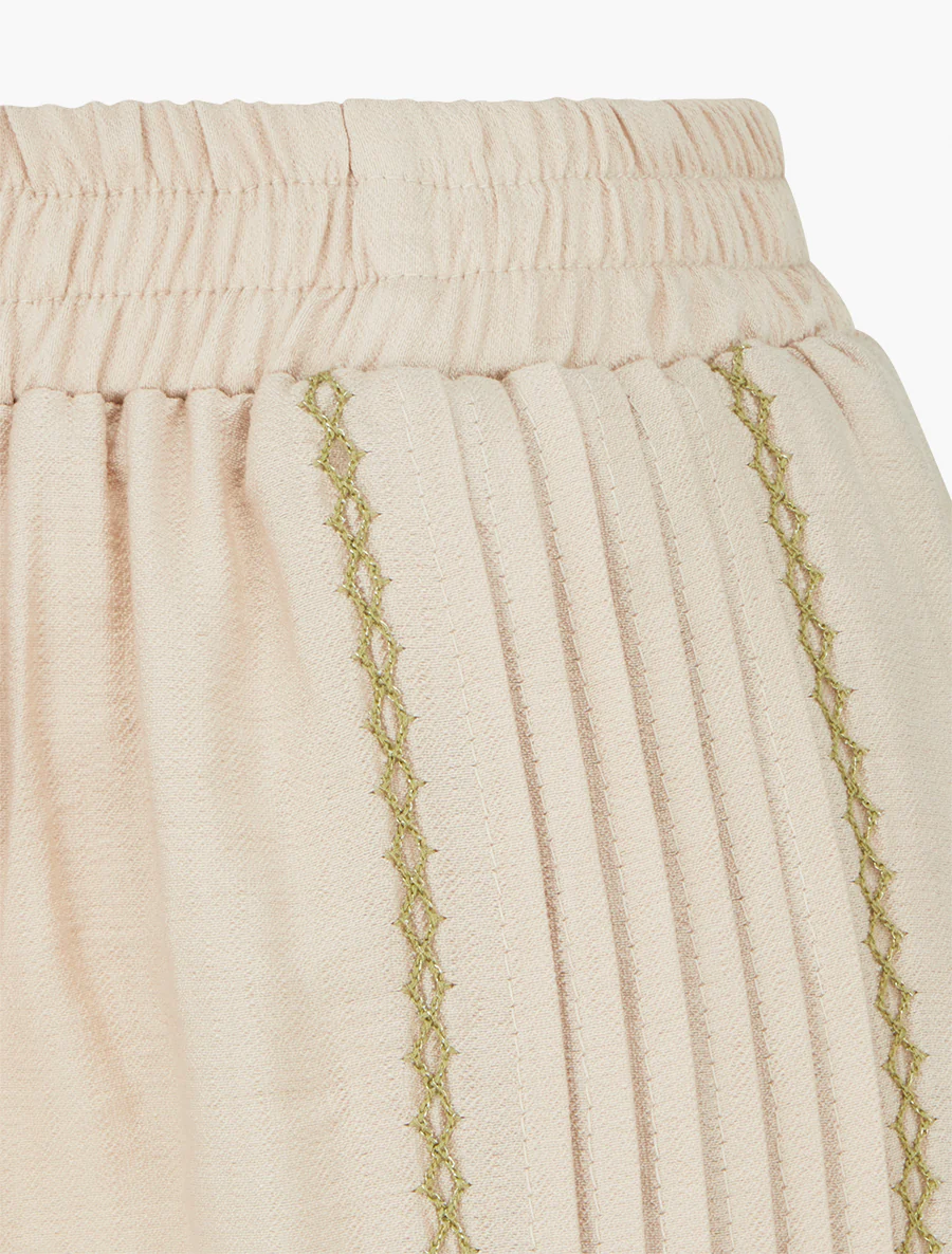 Losse broek met geplooid detail - Beige - Image 3