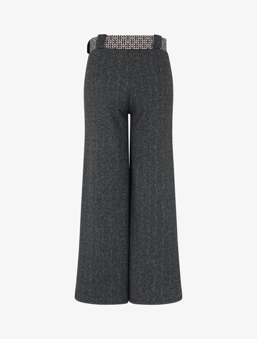 Losse broek met hoge taille en wol-look - Grijs gemêleerd - Image 2