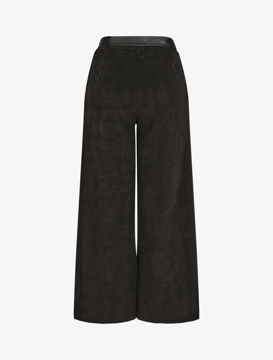 Losse corduroy broek - zwart - Image 2