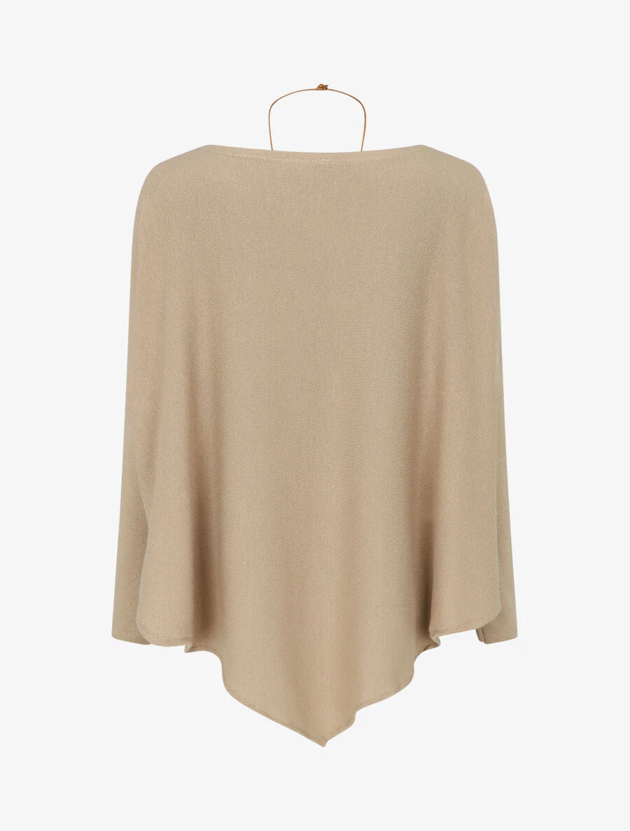 Losse effen trui met V-hals - beige - Image 2