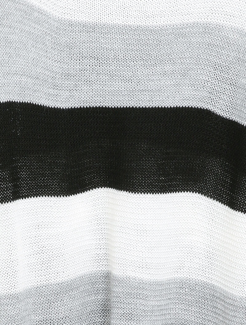 Gestreepte print dolman mouwen trui - Zwart - Image 3