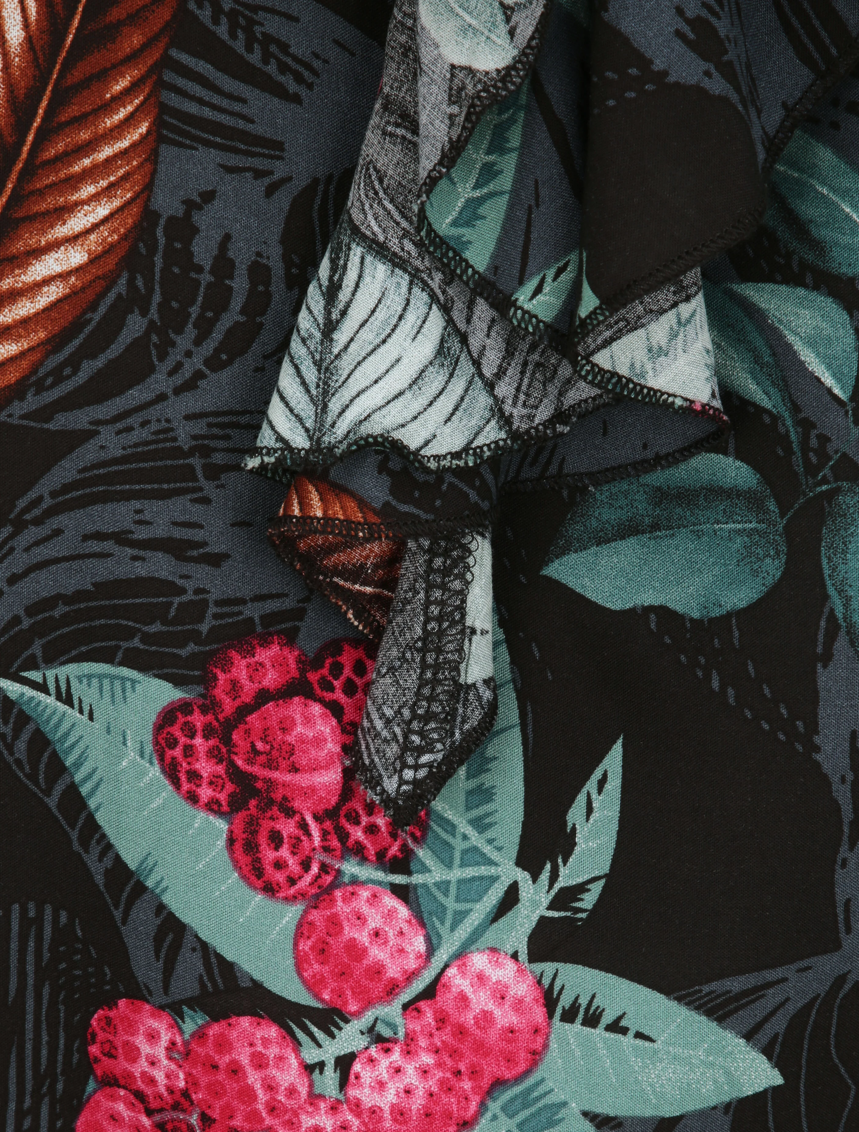 Losvallende V-hals Bloemenprint Tropische Blouse - Nachtblauw - Image 3