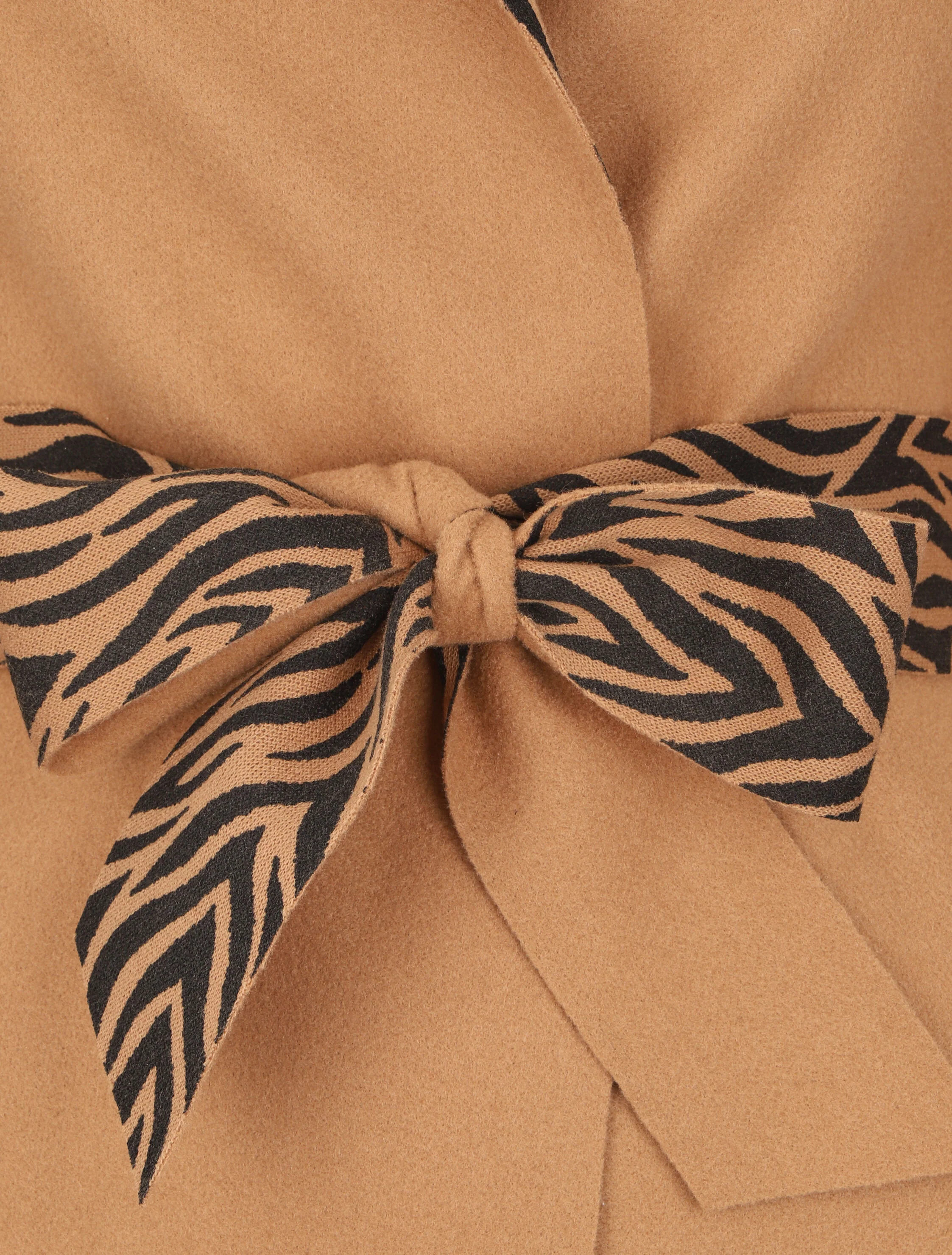 Jas met brede kraag met zebraprint - Camel - Image 3