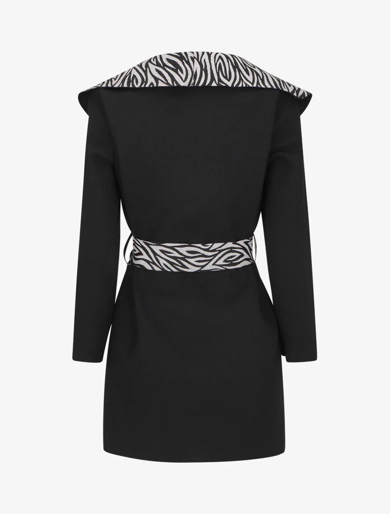Jas met brede kraag met zebraprint - Zwart - Image 2