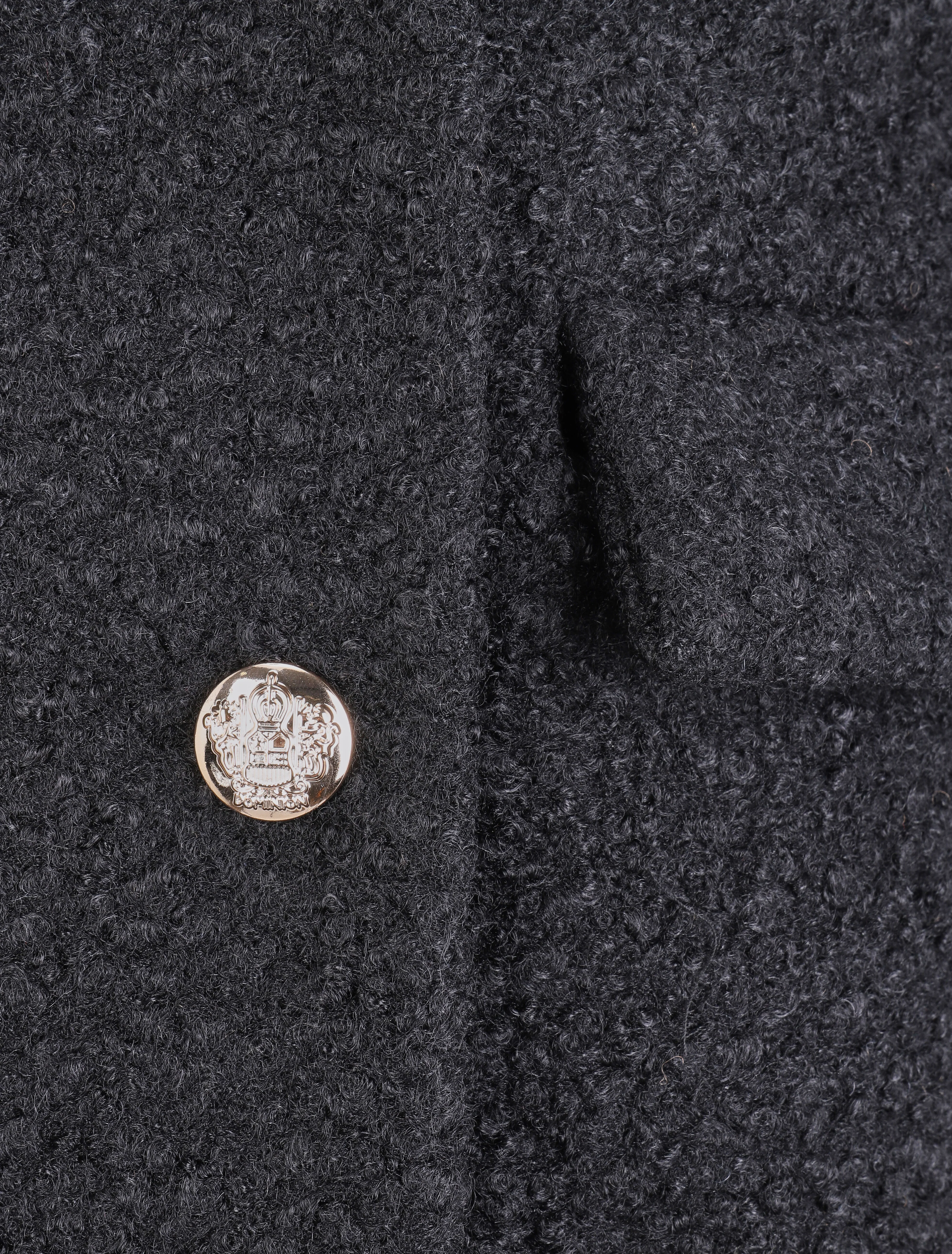 Dubbelzijdige jas met bouclé wol effect - Zwart - Image 3