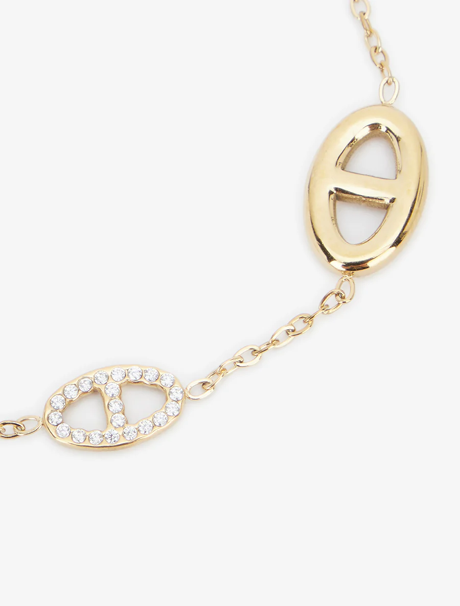 Marine schakelarmband met strass bedels. - Goud - Image 3