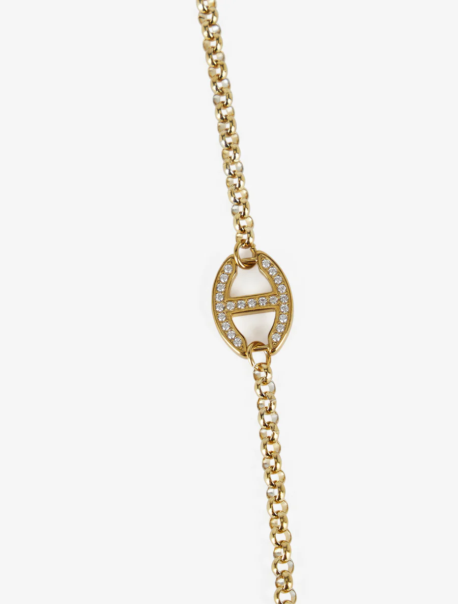 Marinier schakelketting met strass-steentjes - Goud - Image 3