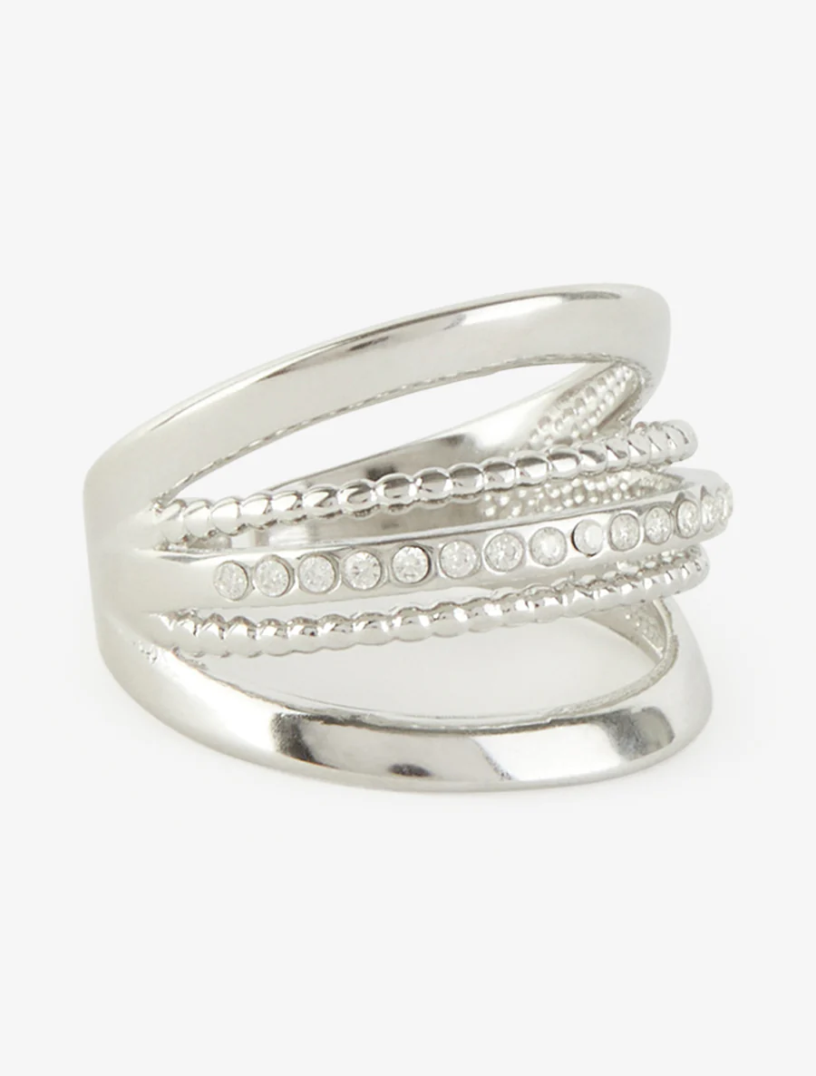 Meerlagige ring met strass-steentjes - Geld - Image 2