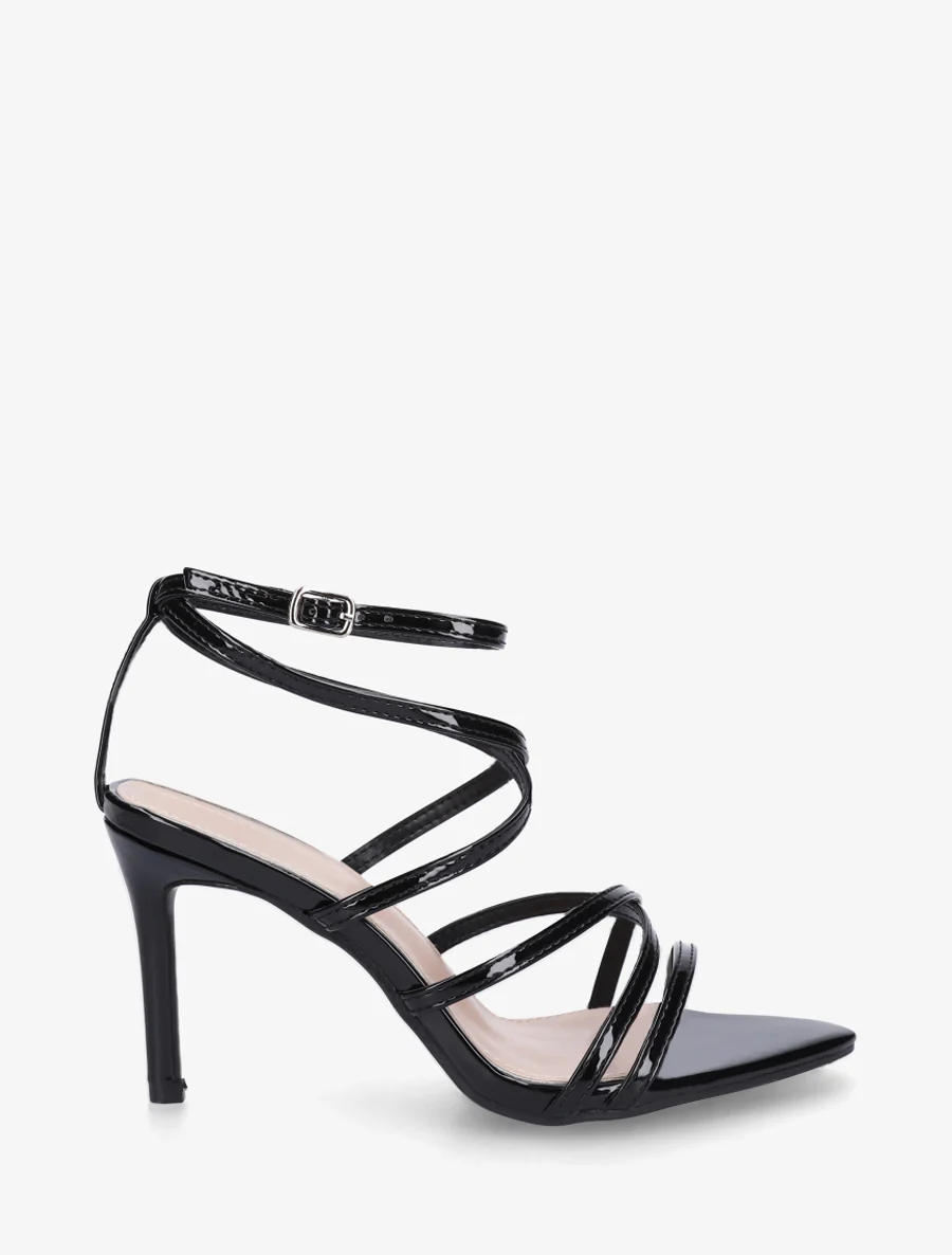 Meerriem sandalen met naaldhak - Zwart