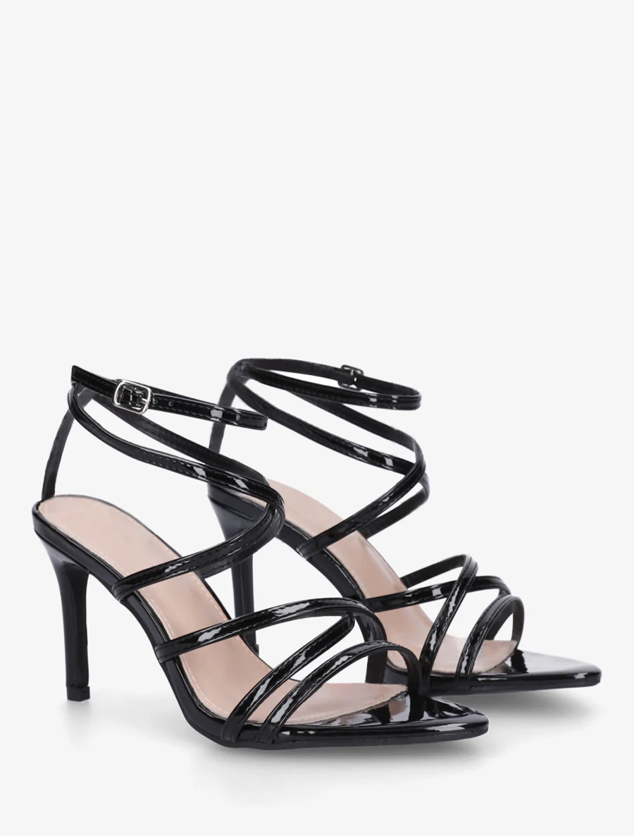 Meerriem sandalen met naaldhak - Zwart - Image 4