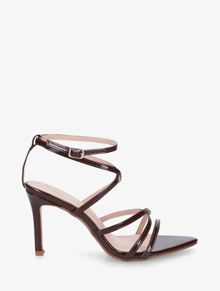 Meerriem sandalen met naaldhak - Bruin