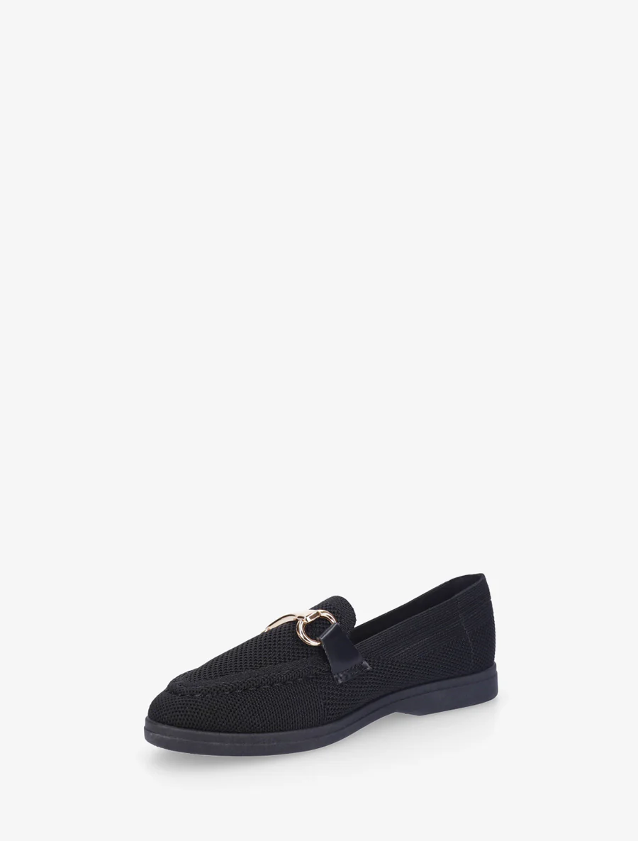 Mesh loafers met decoratieve gesp - Zwart - Image 3