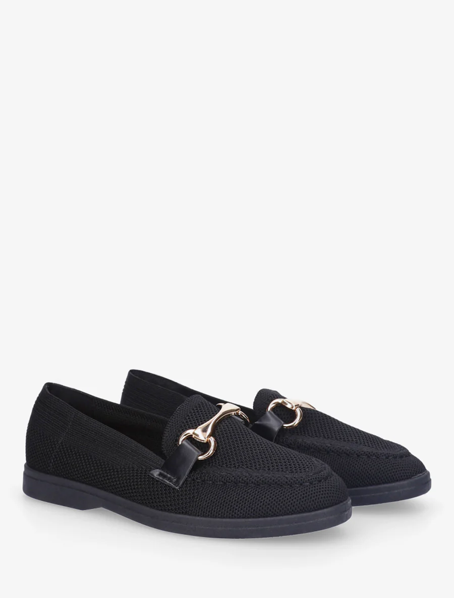 Mesh loafers met decoratieve gesp - Zwart - Image 4