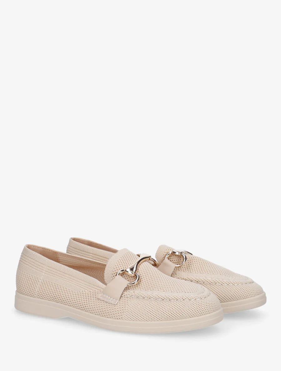 Mesh loafers met decoratieve gesp - Beige - Image 4