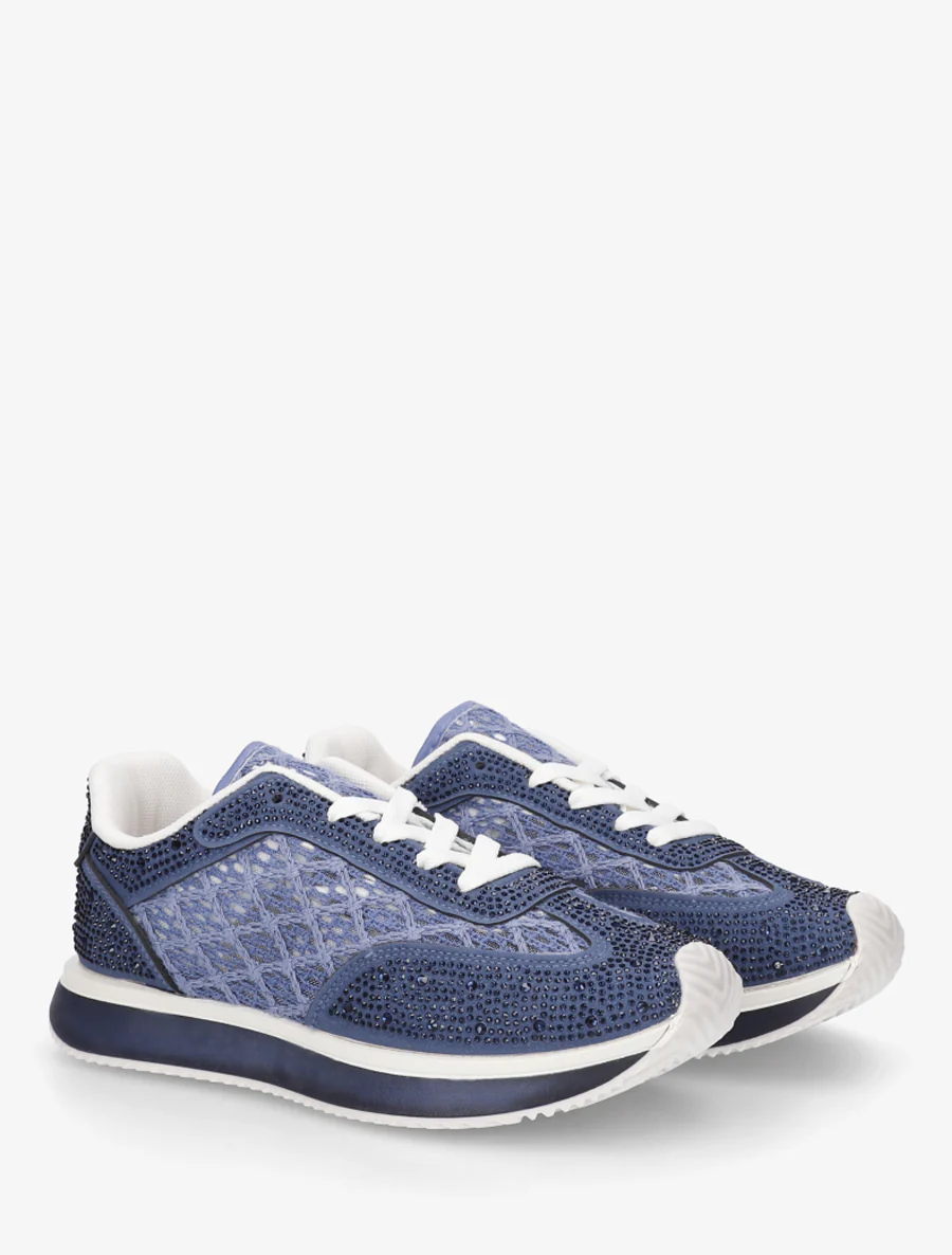 Met strass geborduurde sneakers - Donkerblauw - Image 4